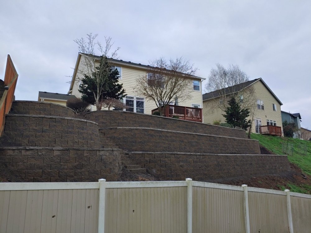 Triple Retaining Wall with Stairs